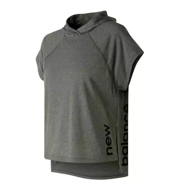 New Balance Tops - New Balance Heather Tech Crop Short Sleeve Hoodie